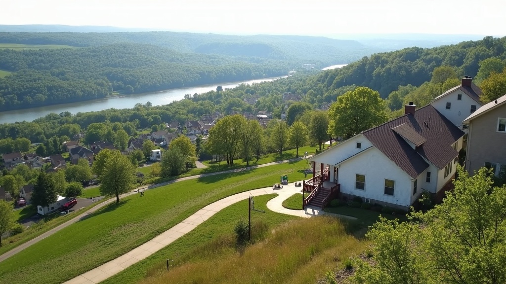 Dubuque, Iowa landscape showing homes on hills with foundation challenges