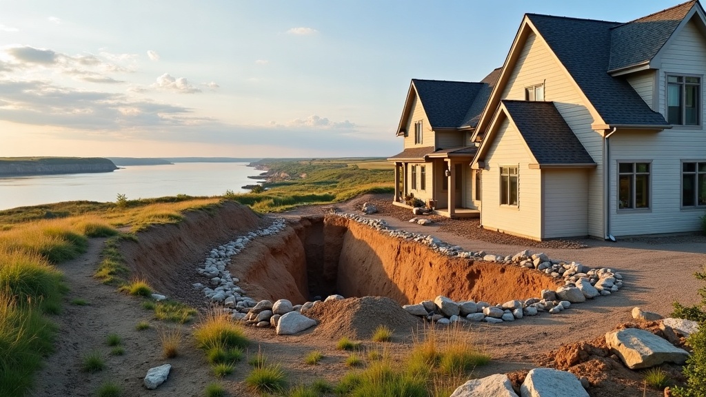 Foundation repair in Sioux City with Missouri River bluffs backdrop