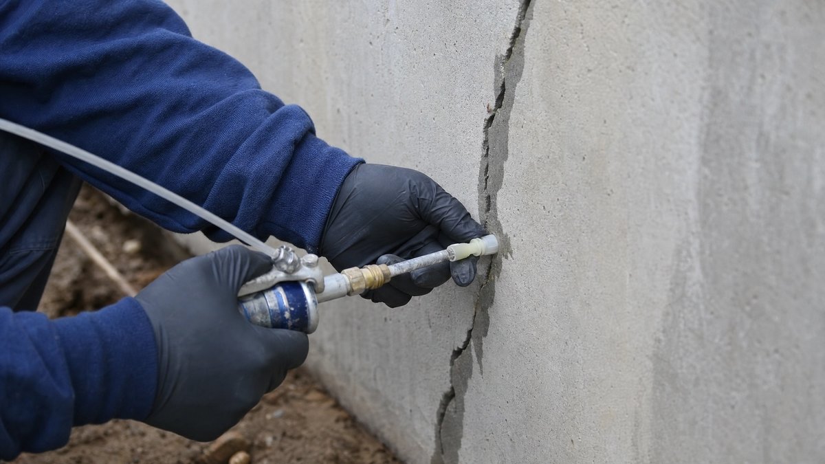 Foundation crack repair epoxy injection Des Moines Iowa